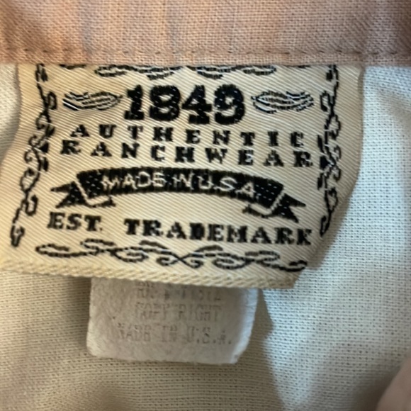 Vintage 1849 Authentic Ranchwear Western Long Sleeve tan embroidered Shirt Large - Picture 6 of 7